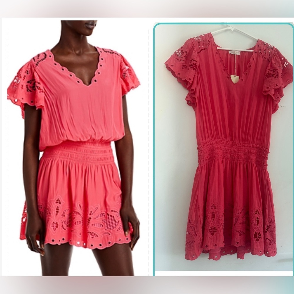 Ramy Brook Rochelle Eyelet Mini Dress In Punch Size L